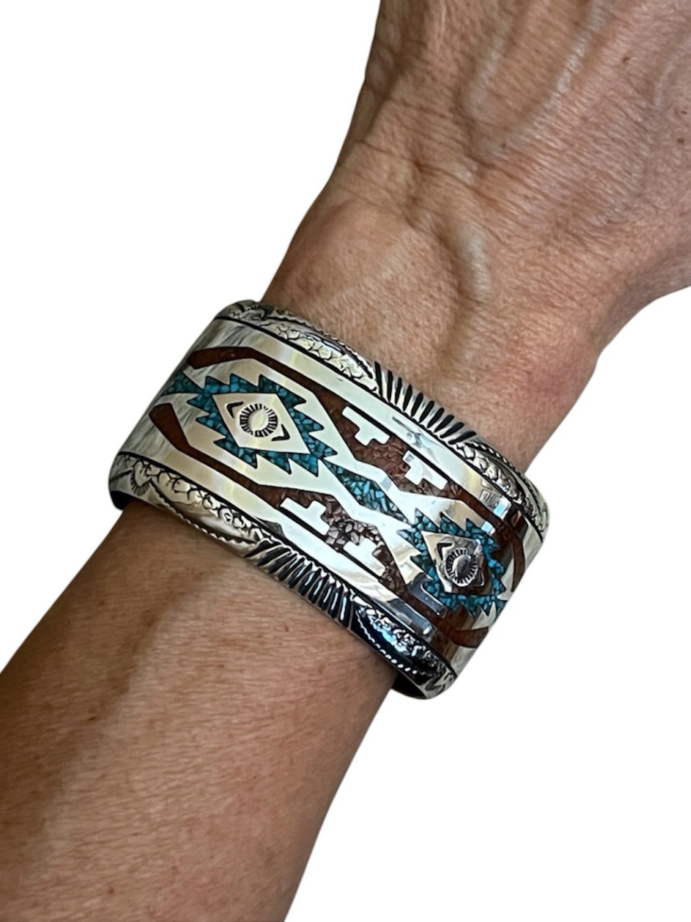 Vintage Signed Thomas (Tommy) Singer Navajo Sterling Cuff Bracelet